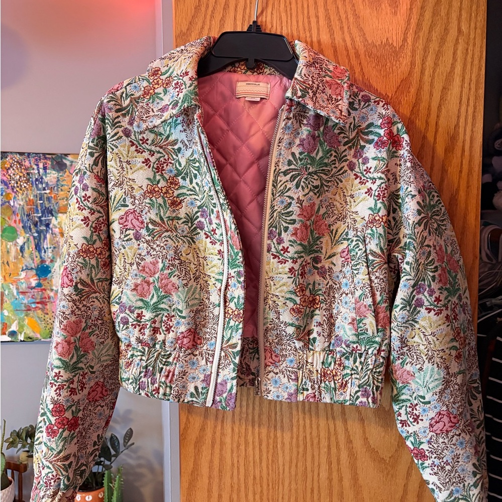 Kimchi Blue Multicolor Floral Bomber Jacket